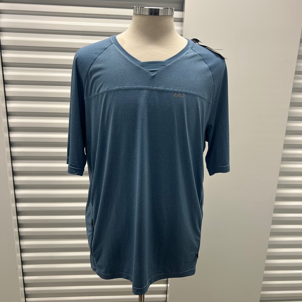 Garneau Men's Blue V-Neck Active Cycling  Train athlete Performance Shirt XL